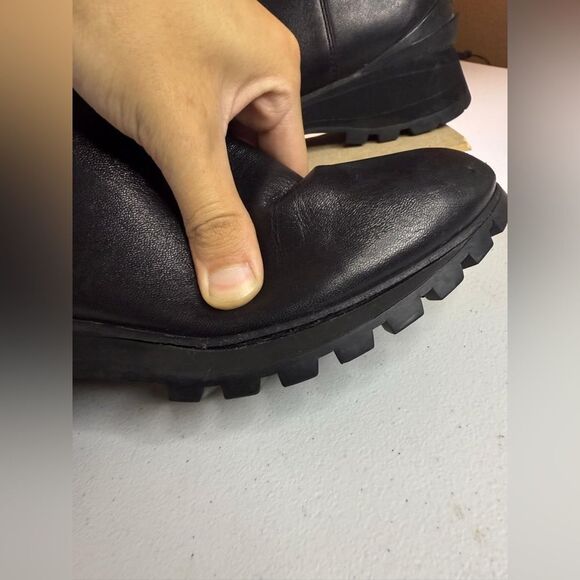 PRADA boots knee high 36.5 US 6.5 black leather nylon - Picture 12 of 16